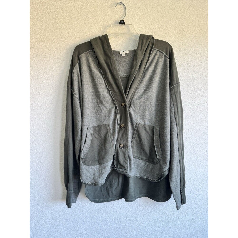 BKE Women's Green Long Sleeve V Neck Button Down Sweater Pockets Small
